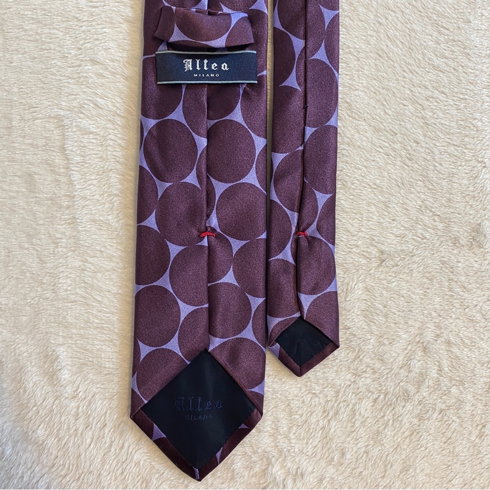 Alteo Milano Purple Circle Pattern Silk Tie - image 7